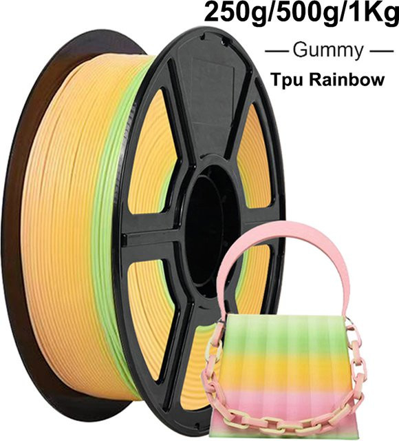 3D Maliang TPU-Regenbogengummi flexibles Filament für FDM 3D-Drucker, Durchmesser: 1,75 mm, Farbe: Multicolour - Bild 1