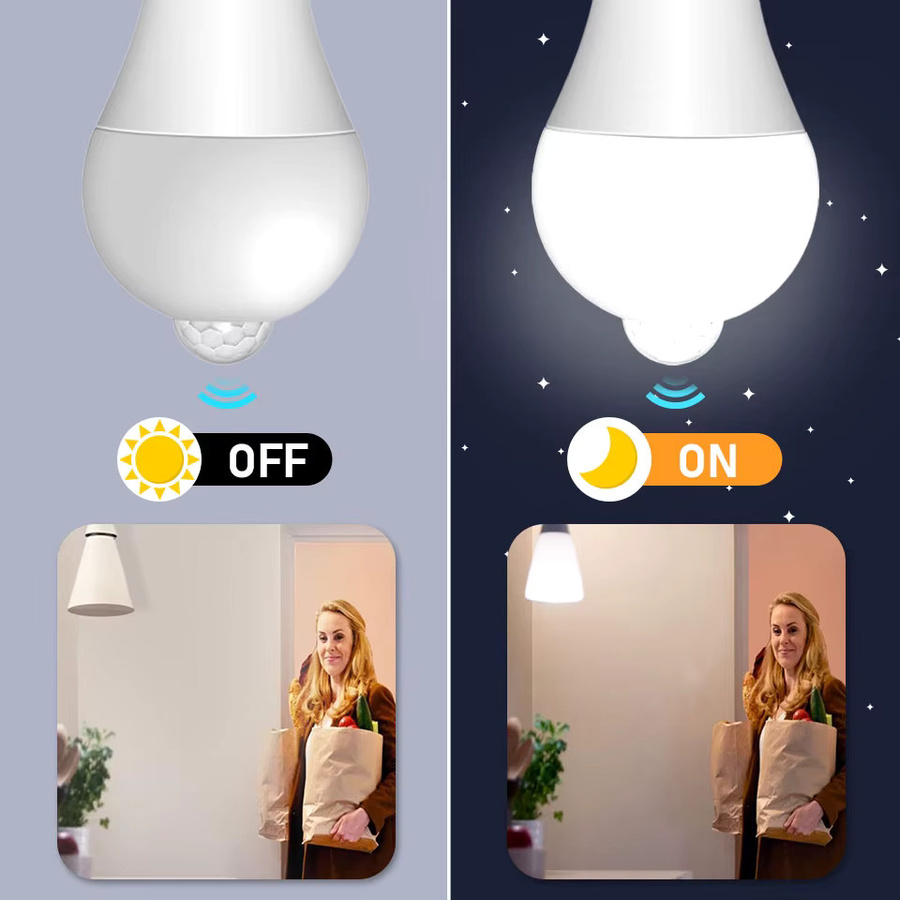 LED Bewegungsmelder Lampe mit Radar-Sensor, E27 Fassung, 6W, Warmweiß, Weiß - Bild 3
