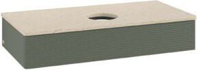 V&B Waschtischunterschrank Antao mit Frontstruktur in Grau-Grün lackiert, B/T/H: 100 x 50 x 19 cm - Bild 1