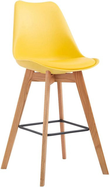 TPFLiving Barhocker Medoc in Gelb mit Kunstleder und Gestell in Natur-Optik, B/T/H: 48 x 56 x 120 cm - Bild 1