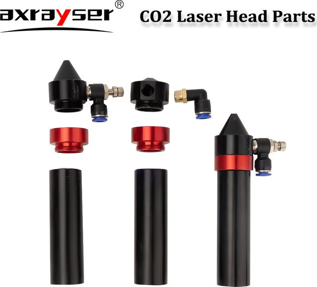 Axrayser CO2-Laserkopfteile Luftdüse mit Linsenrohr für CO2-Lasergravurmaschinen, Durchmesser 20 FL, Durchmesser 38,1/50,8/63,5/101,6 mm, Außendurchmesser 25 mm, Schwarz - Bild 1