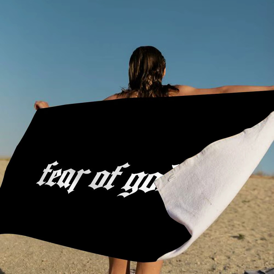 Fashion E-Essentials F-Fear Of God Strandtuch aus Mikrofaser in Schwarz für Yoga, Schwimmen und Resort - Bild 5