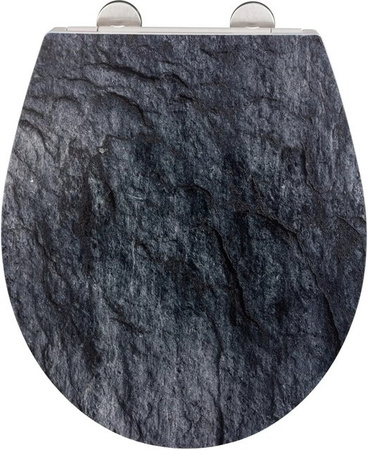 Wenko Premium WC-Sitz Slate Rock aus Duroplast mit Absenkautomatik in Grau