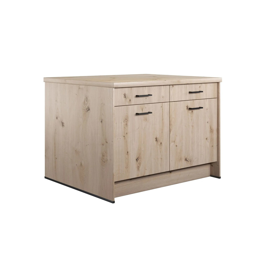 Kücheninsel Impuls Küchen in Eiche Hell Holznachbildung mit modernem Design und Soft-Close-Türen, Breite: 123,4 cm - Bild 2