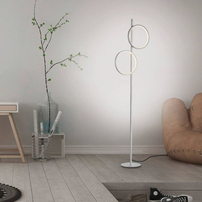 Just Light Stehlampe Mini-Ritus in Silber aus Eisen mit 2 Brennstellen, B/H/T: 40,5 x 151 x 21 cm - Bild 2