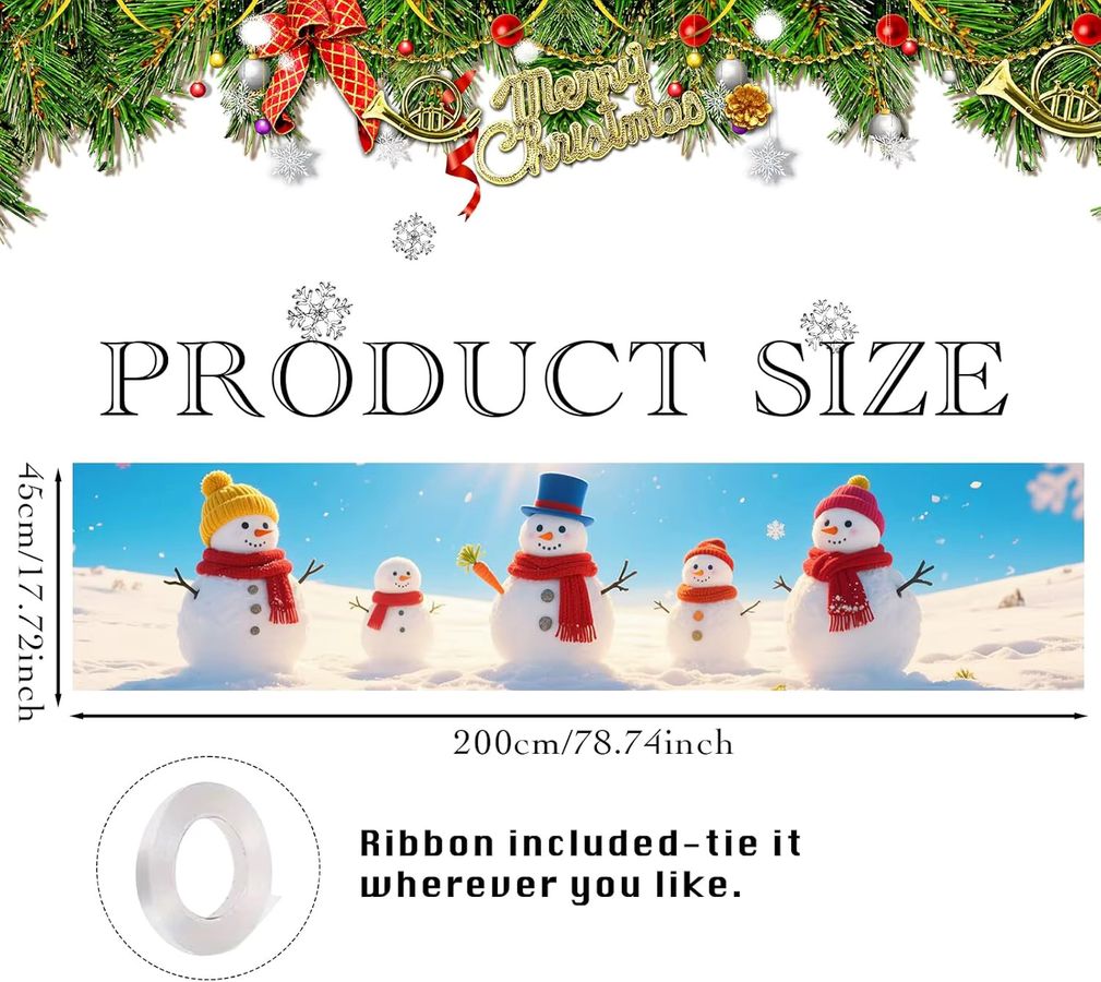 VIKAMA Weihnachts Banner mit Schneemann und Rentier für Indoor und Outdoor, Multicolor, B/H: 180 x 35 cm - Bild 3