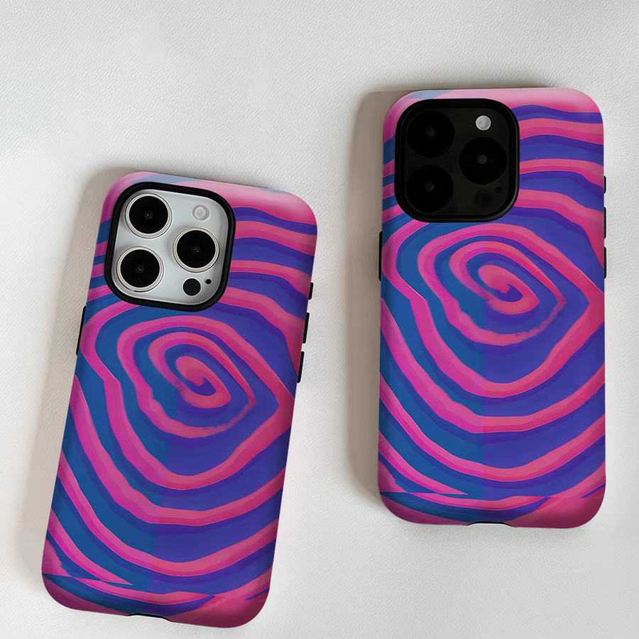 Aurea Case Matte Bumper MagSafe Schutzhülle für iPhone 13 bis 17 Pro Max in Pink Blau Wirbel-Design - Bild 5