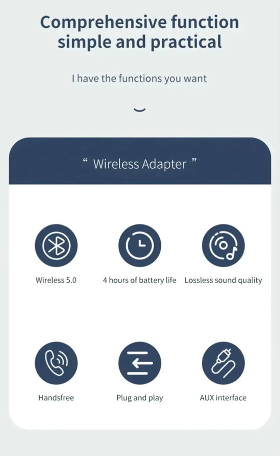 VIKEFON Bluetooth 5.0 Audio-Adapter in Schwarz mit 3,5 mm Klinke und USB-A als Sender und Empfänger für Stereo-Musik und Freisprechanrufe - Bild 3