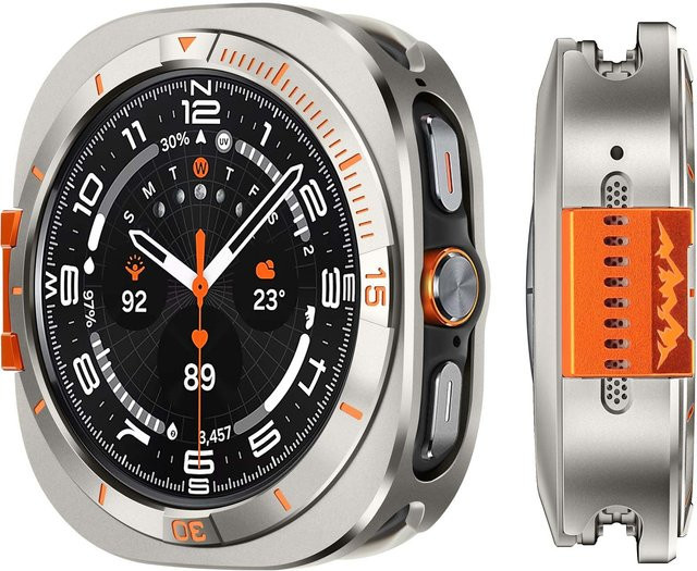 CAOWTAN Uhrenzubehör Metallgehäuse für Samsung Galaxy Watch Ultra, 47mm, Edelstahl, Black Orange, Unisex - Bild 1