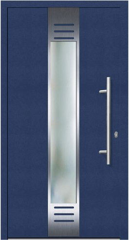 KNOCK Flügelüberdeckende Kunststoff-Haustür Terra mit Glaseinsatz in Stahlblau, Höhe: 210,0 cm, Breite: 110,0 cm, Tiefe: 60,0 cm - Bild 1