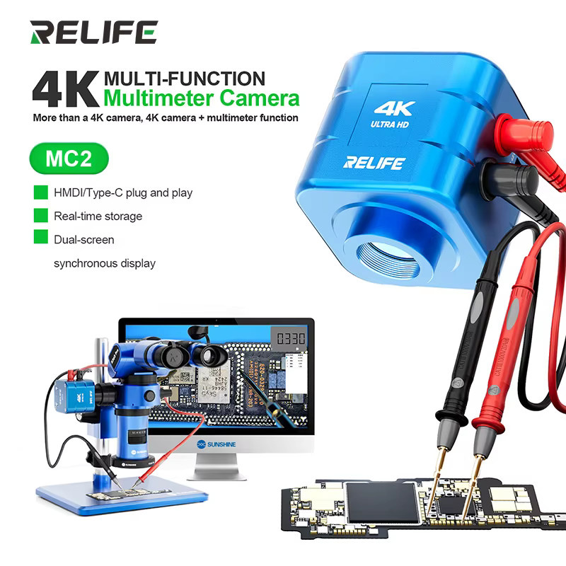 RELIFE MC2 Mikroskop-Multimeter-Kamera mit 4K HDMI-Ausgang und 1080P 60 FPS sowie HDMI und Typ-C Schnittstelle in Blau - Bild 2