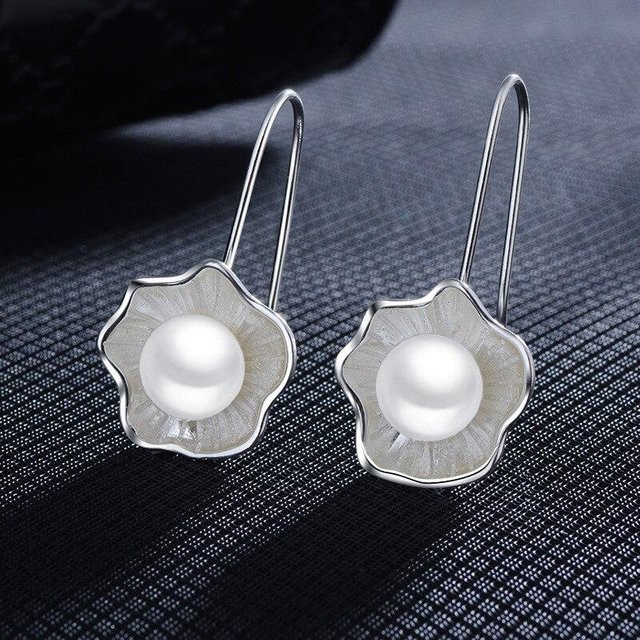 Ohrhänger 925 Sterling Silber, Perlen, Blumen, Damen - Bild 1