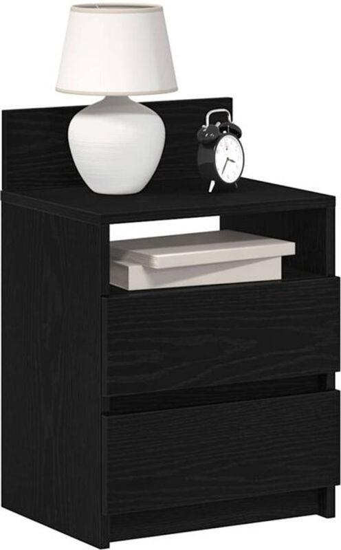 vidaxl Set aus 2 modernen Nachttischen mit 2 Schubladen, Schwarz, B/T/H: 40 x 33 x 60 cm - Bild 1