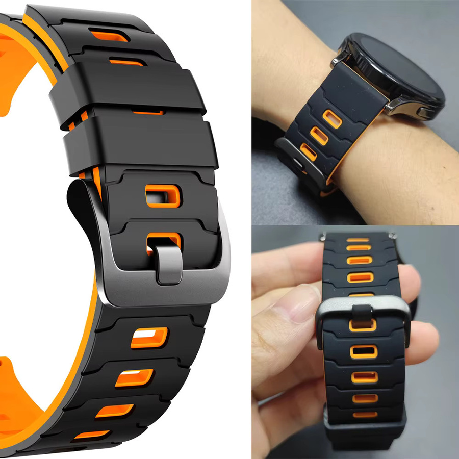 Uhrenarmband Silikon, 22 mm, Schwarz, Unisex - Bild 3
