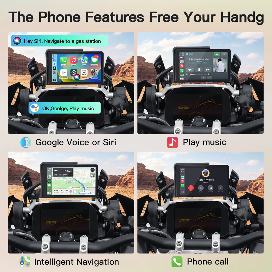 CARABC Drahtloser CarPlay und Android Auto GPS-Navigationsbildschirm für BMW Motorrad R1200GS R1250GS R1300GS ADV R1000 XR S1000, Schwarz - Bild 3