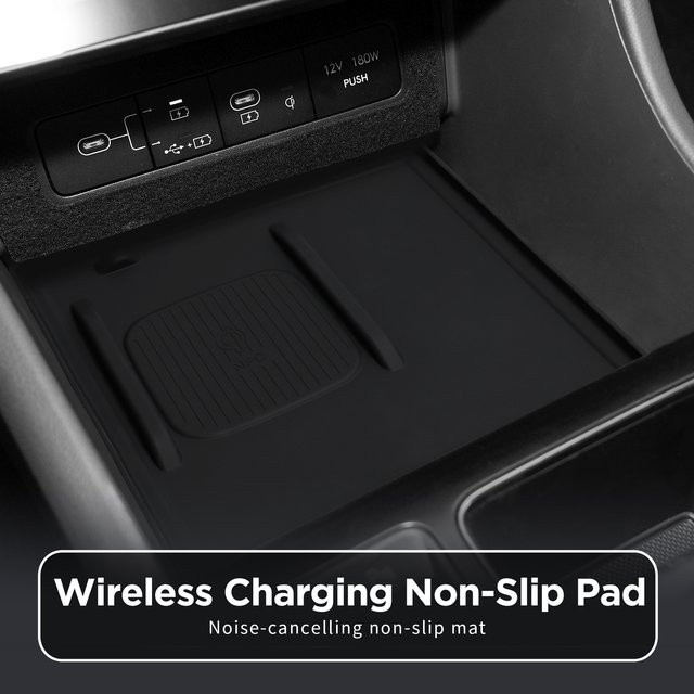 LUCKEASY Anti-Rutsch-Pad Auto-Handyhalterung mit kabelloser Ladefunktion für Hyundai Sonata 2024 N-Line in Schwarz (Nur die Unterlage) - Bild 1