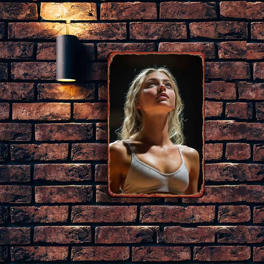 HELLOYOUNG Metall-Wandkunst Portrait einer Frau in Mehrfarbig, Rechteckiges 2D-Flacheisen-Schild für Innen- und Außenbereiche - Bild 5