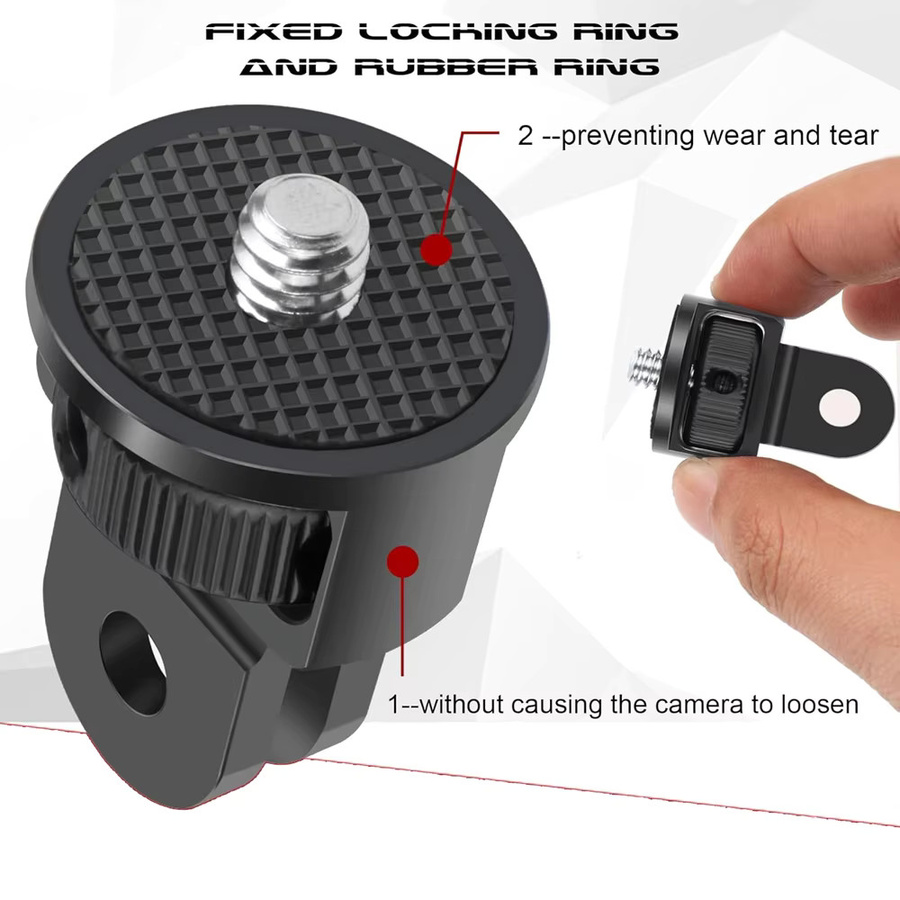 EXSKOF Aluminium Stativ Mount Adapter für GoPro Hero 13 12 11 10 9, Insta360 X2 X3 X4 X5 und DJI Osmo Action, Schwarz - Bild 5