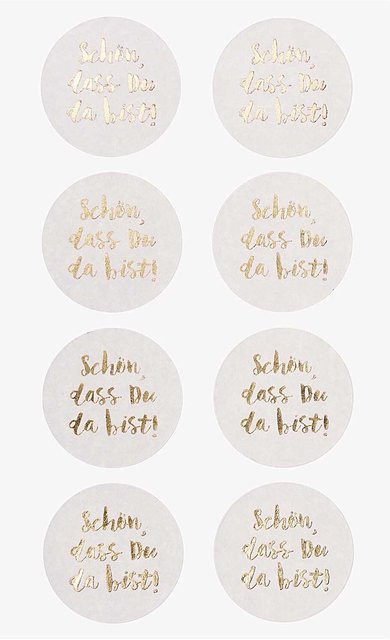 Rico Design Paper Poetry Sticker Schön dass du da bist weiß 4 Blatt - Bild 1