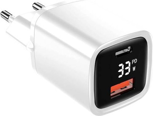 Eaxus Dual Port USB Ladegerät 33W mit 1x USB-A und 1x USB-C in Weiß - Bild 1