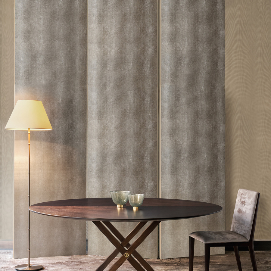 Armani Casa Tapete Tourandot 9751 in Grau und Silber mit orientalischem Abstract-Design aus Vlies und Seide - Bild 1