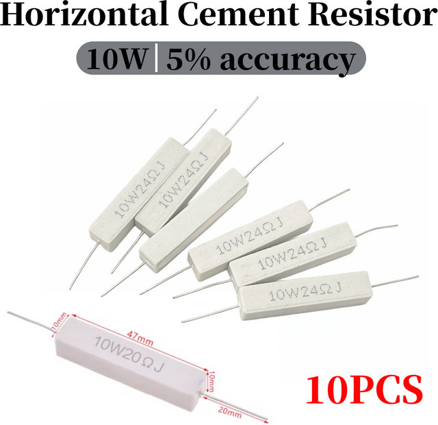 10 Stück Zement-Widerstände 10W 5% in verschiedenen Ohm-Werten für deine Elektronikprojekte - Bild 1