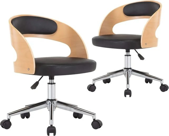 vidaXL Esszimmerstühle 2er Set drehbar in Schwarz aus Bugholz und Kunstleder - Bild 1