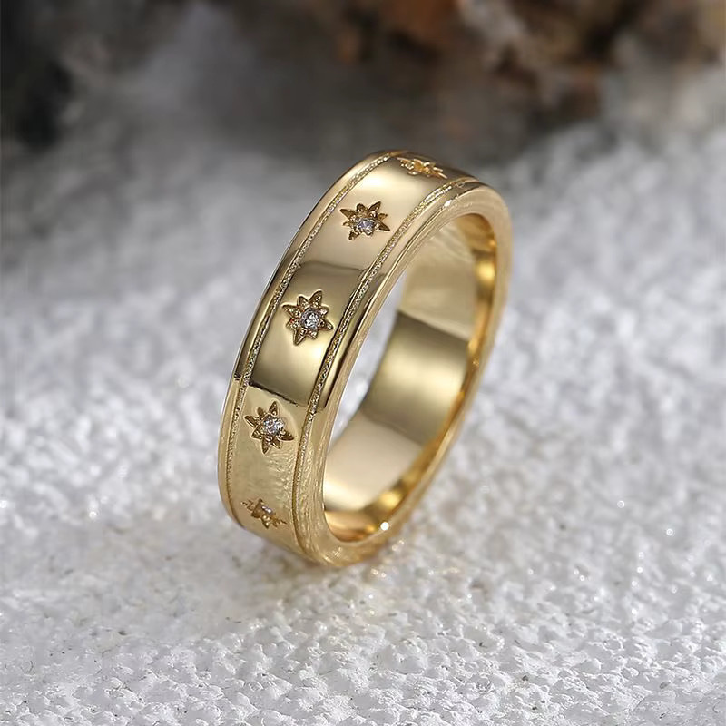 Ring Stern, 925 Silber, Gold, Zirkonia, Damen - Bild 2
