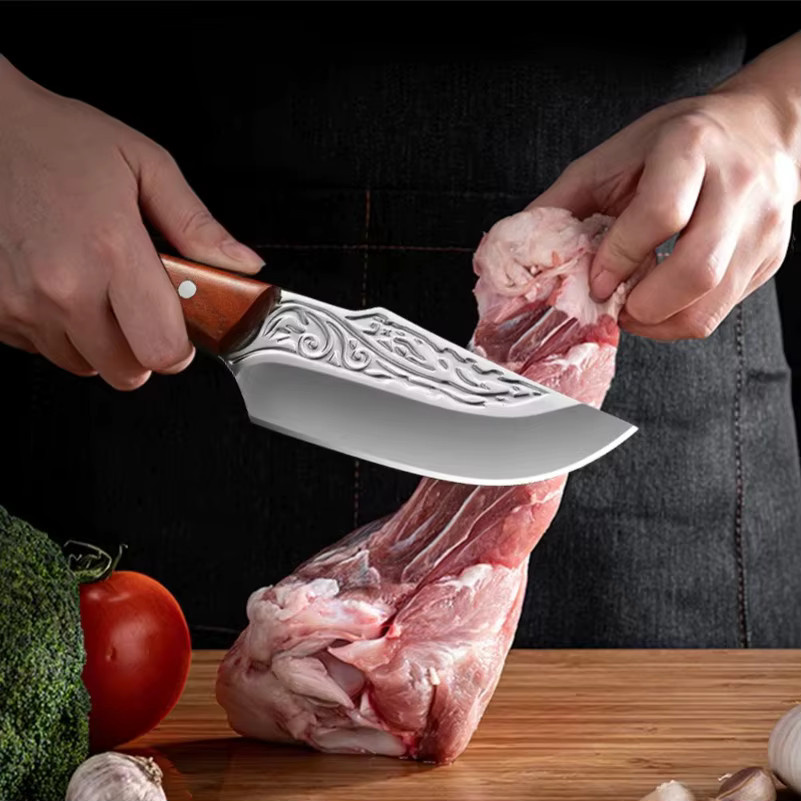 GuanQi Allzweckmesser mit Holzgriff in Braun zum Schneiden von Fleisch und Obst - Bild 3