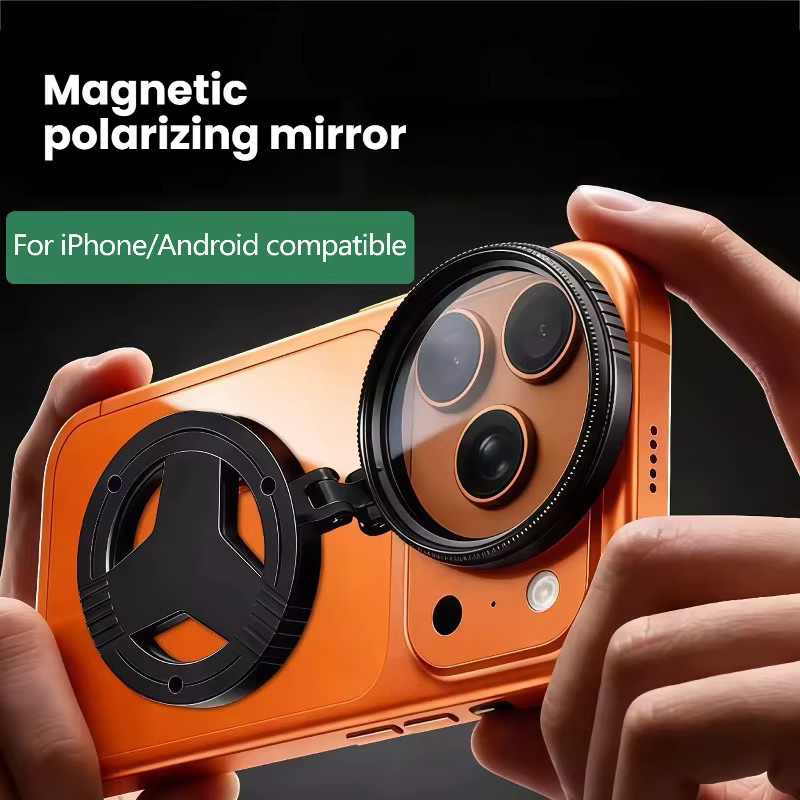 VIKEFON Universeller 52mm CPL Polarisationsfilter Clip-On für iPhone und Android, Schwarz - Bild 2