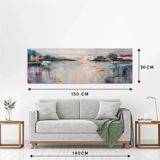 Art Universe Leinwandbild Abstrakter Seeblick in Blau und Multicolour, B/H: 150 x 50 cm - Bild 1