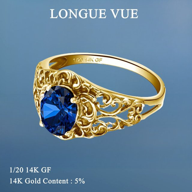 LONGUE VUE Ring 585 Gold, Saphir, Damen - Bild 1