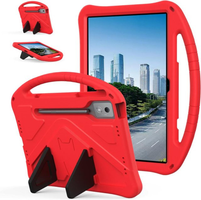 Stoßfeste EVA-Schutzhülle mit Kinder-Handhalter für Motorola Moto Pad 60 Pro 12,7 Zoll in Rot - Bild 1