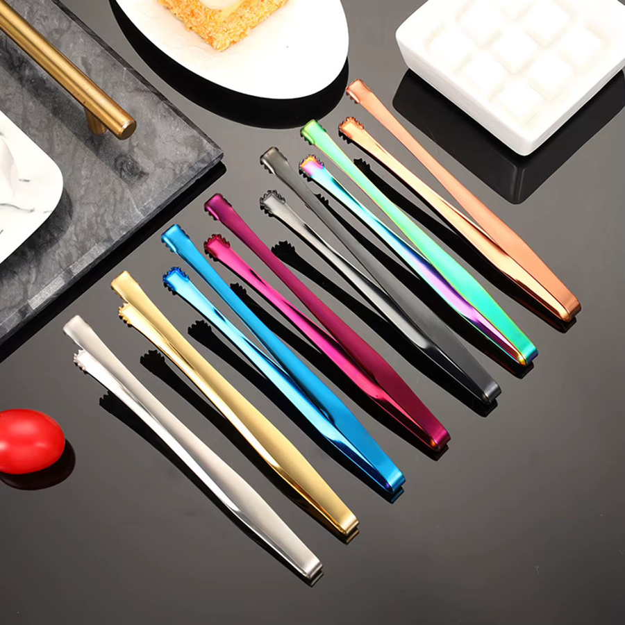 Aihogard Edelstahl Eiswürfel-Zange und Zuckerwürfel-Clip Set, 3 Stück, Mehrzweck-Pinzette mit langem Griff für Küche und BBQ, Multicolour - Bild 4