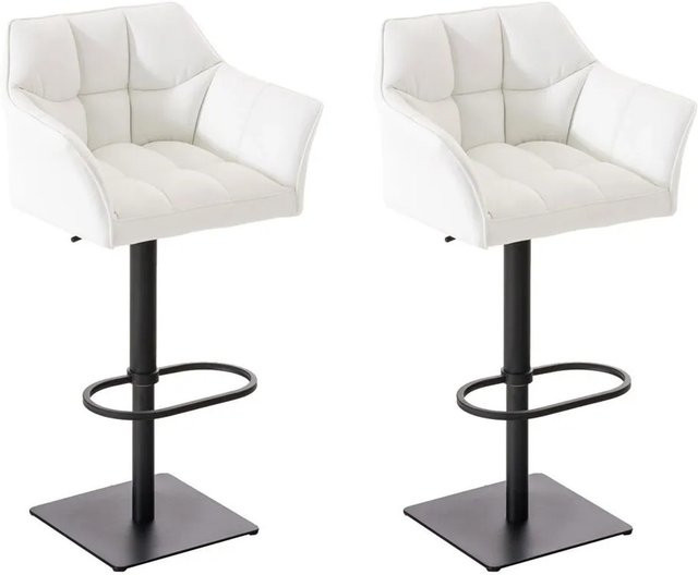 DELUKE 2er Set Barhocker SIHAR aus Kunstleder, höhenverstellbar und drehbar, Weiß/Schwarz, B/T/H: 64 x 45 x 88 cm - Bild 1