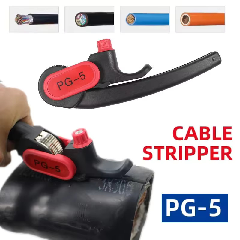 LSD PG-5 Stripper-Kabelmesser runder Kabelabisolierer Ratschenradtyp in Schwarz für runde Kabel bis 25 mm Durchmesser - Bild 4