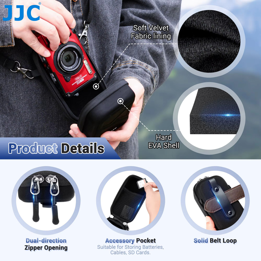 JJC Kompakte Kameratasche für Olympus TG-Serie in Schwarz mit Schultergurt-Karabiner - Bild 4