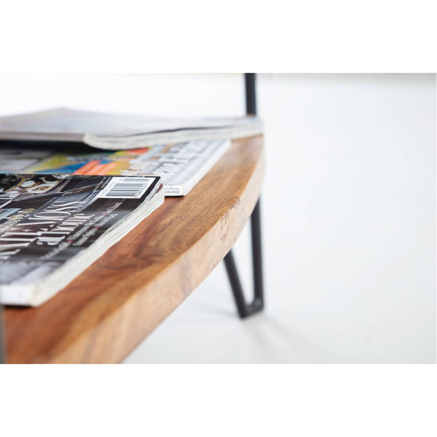 Couchtisch Wohnling aus Sheesham Massivholz und Eisen im Industrial-Style, Braun/Schwarz, B/H/T: 90 x 40 x 50 cm - Bild 3