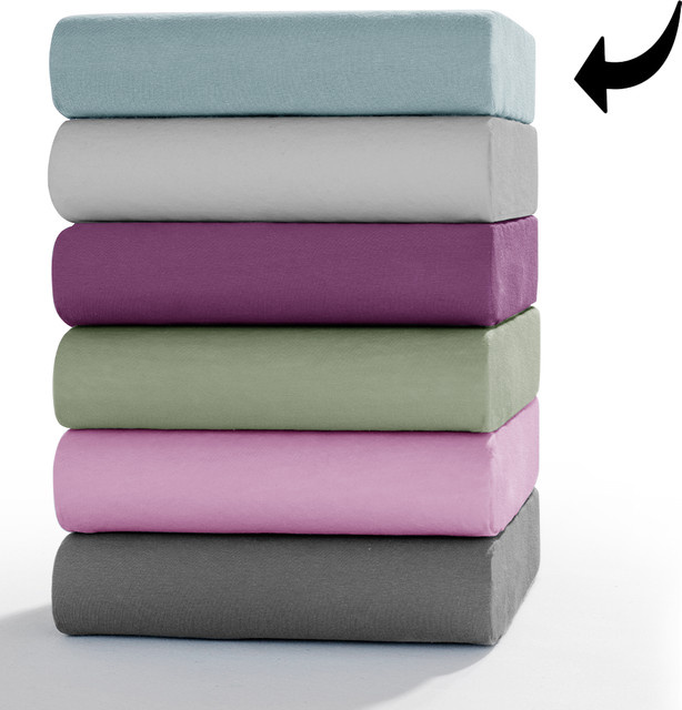 Dreamtex Mako-Feinjersey-Spannbettuch aus Baumwolle, B/T/H: 150 x 140 x 200 cm - Bild 1