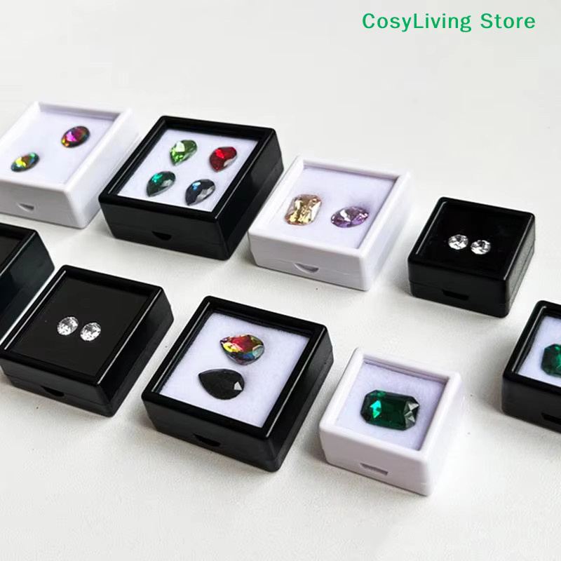 10 Stück Schmuckorganizer Diamant-Verpackungsboxen für Edelsteine und Ringe, Farbe: Weiß, Material: Kunststoff, Breite: 2 cm - Bild 2