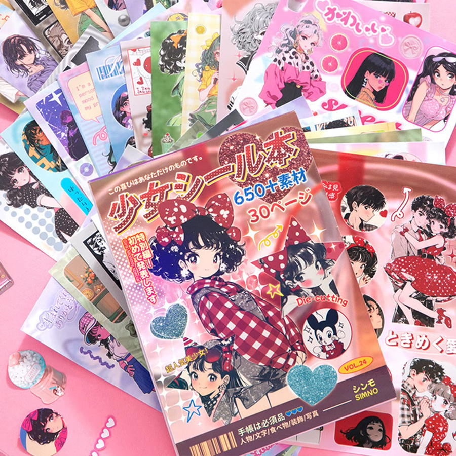 Bunte Retro Comic Aufkleber im japanischen Anime Stil für Scrapbooking und DIY Handwerk aus PVC, Mehrfarbig - Bild 2