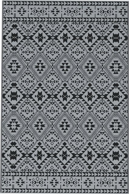 Outsunny Balkonteppich Outdoor Geometrisch Schwarz-Grau B/T: 182 x 274 cm, Höhe: 3 mm - Bild 1