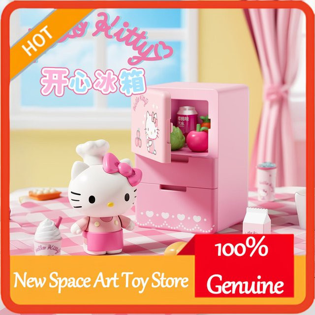 Sanrio Happy Mini-Kühlschrank-Serie Blind Box Kuromi Cinnamoroll Hello Kitty Puppenhaus-Szenen-Set - Bild 1