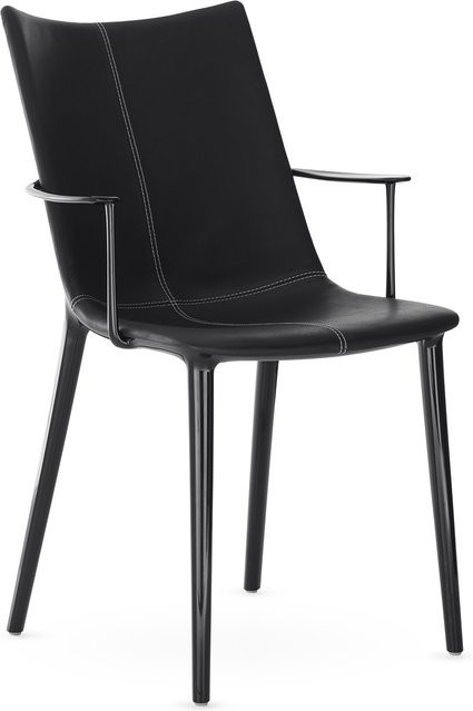 Kartell HHH Stuhl mit Lederbezug in Schwarz - Bild 1