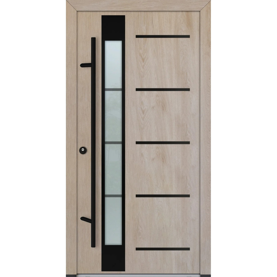 FM Türen Innen Tür AS68 Modell 65 Turner-Eiche Braun mit Beschläge Set in Stahl, B: 110 cm, H: 210 cm, Ausführung Links - Bild 2