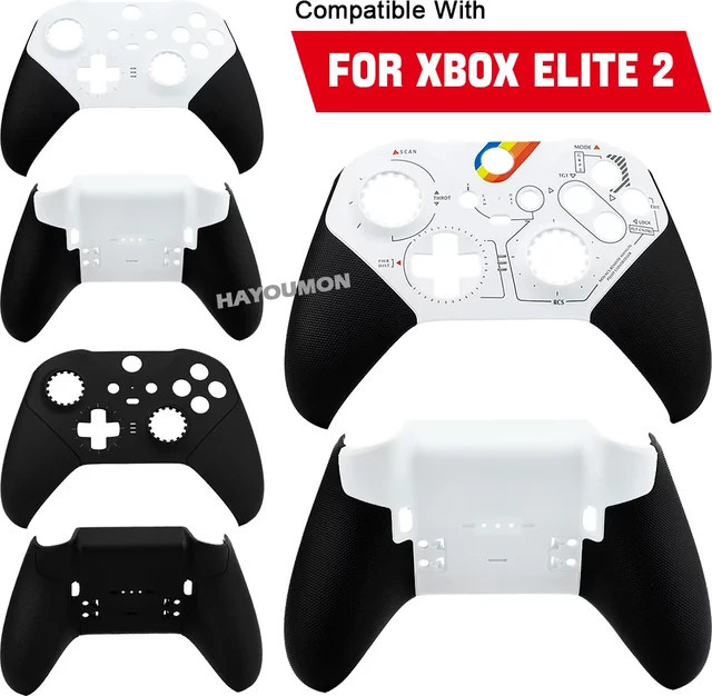 Pogopirate Ersatz-DIY-Gehäuse für Xbox Elite Series 2 Controller in Weiß, Frontplatte und Rückseite als Gaming-Zubehör - Bild 1