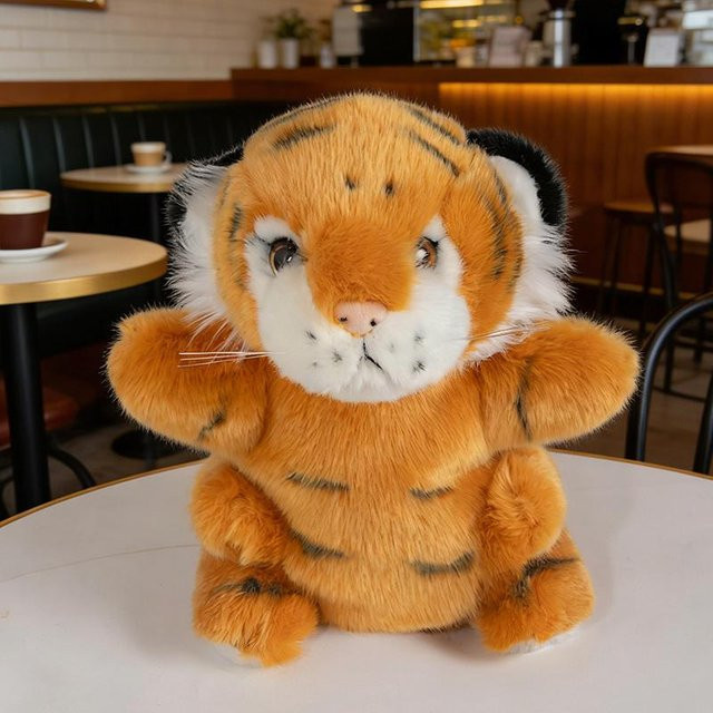 Yiran toy Tiger Handpuppe Plüschtier, Weiß Gelb, ab 14 Jahren - Bild 1