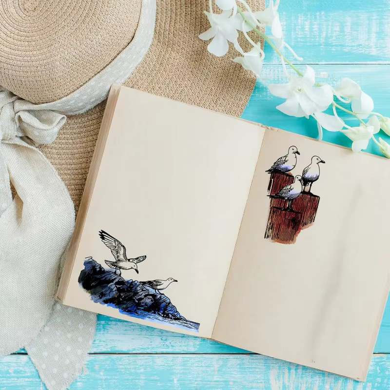 Ocean Reef Leuchtturm Silikon Stempel Set mit Segelboot und Möwe, transparent für DIY Scrapbooking - Bild 2