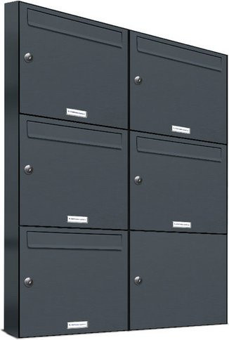 AL Briefkasten-System für 5 Parteien, Aufputzmontage, grau, B/H/T: 153,481 x 102,6 x 11,6 cm - Bild 1