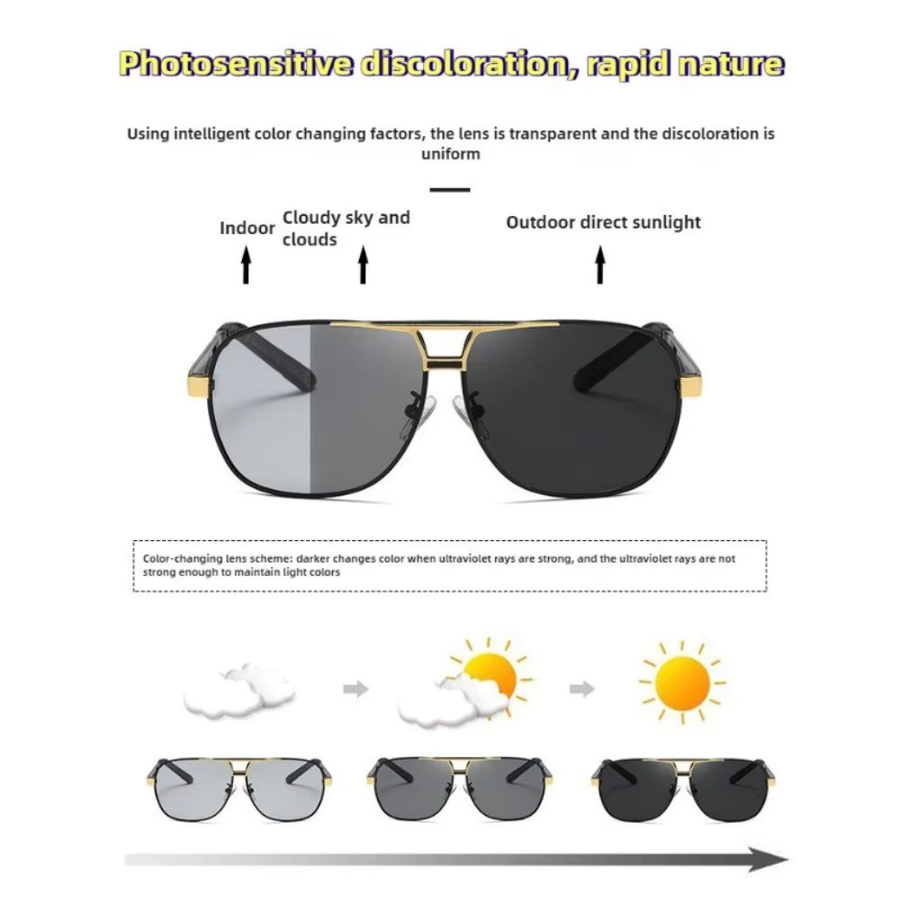 Polarisierte Sonnenbrille, Aviator, Vollrand, Herren, Schwarz - Bild 2